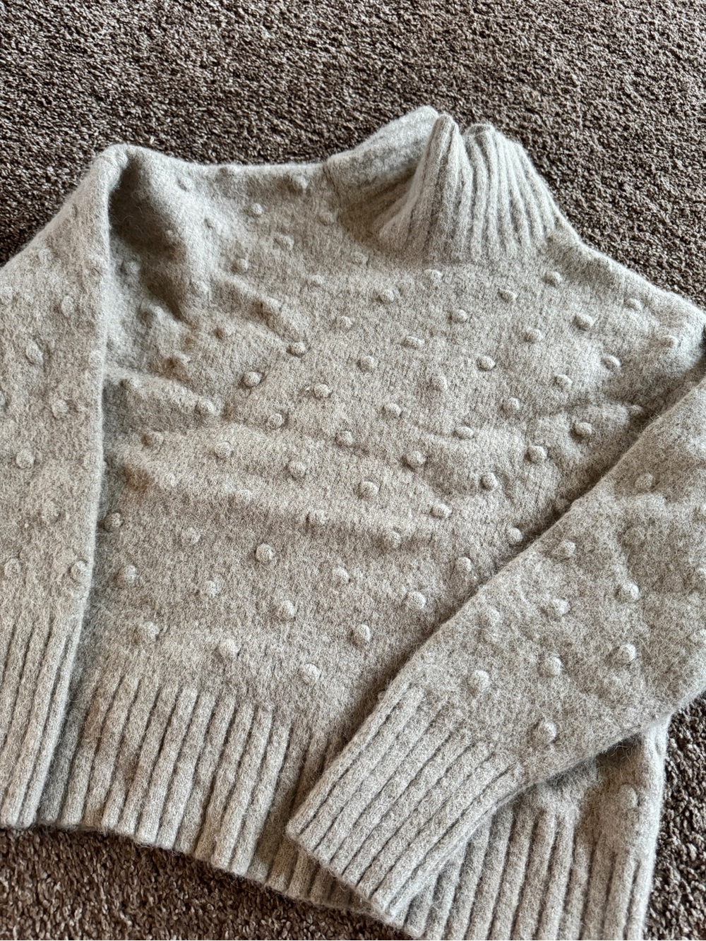 Alpaca Everlane Women's Cream Knit Bobble Turtlenecky Sweater